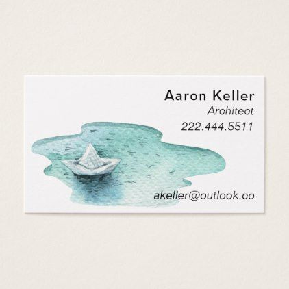 422x422 Watercolor Paper Boat Business Cards - Watercolor Paper Business Cards