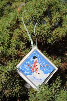 236x354 Magnet Snowman Hand Painted On Watercolor Paper Glued To Acid Free - Watercolor Paper Christmas Ornaments