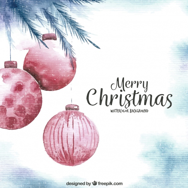 626x626 Background Of Watercolor Christmas Balls Stock Images - Watercolor Paper Christmas Ornaments