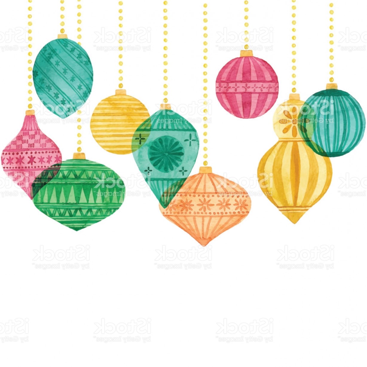 1228x1228 Watercolor Background With Christmas Ornaments Gm Shopatcloth - Watercolor Paper Christmas Ornaments