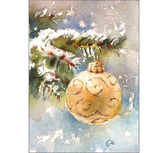 570x520 Watercolor Christmas Ornament - Watercolor Paper Christmas Ornaments