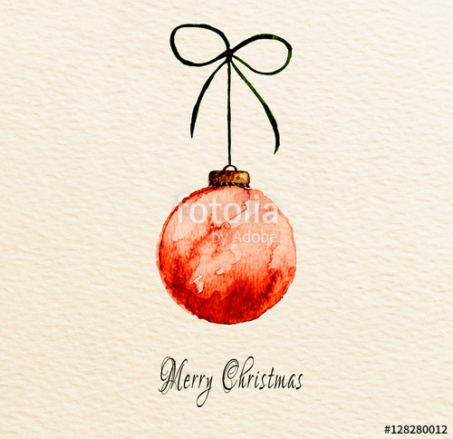 500x484 Watercolor Christmas Ball On Watercolor Paper (Hand Drawn) Stock - Watercolor Paper Christmas Ornaments