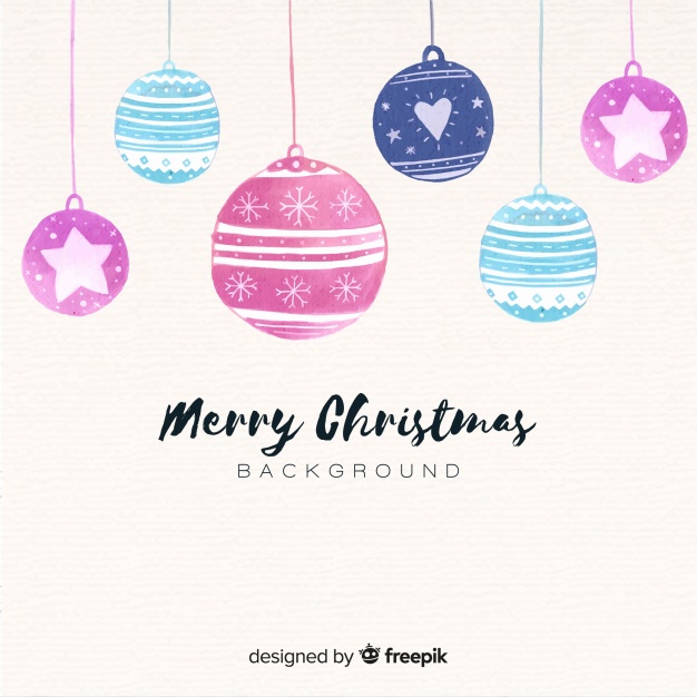 626x626 Watercolor Christmas Balls Background Vector Free Download - Watercolor Paper Christmas Ornaments
