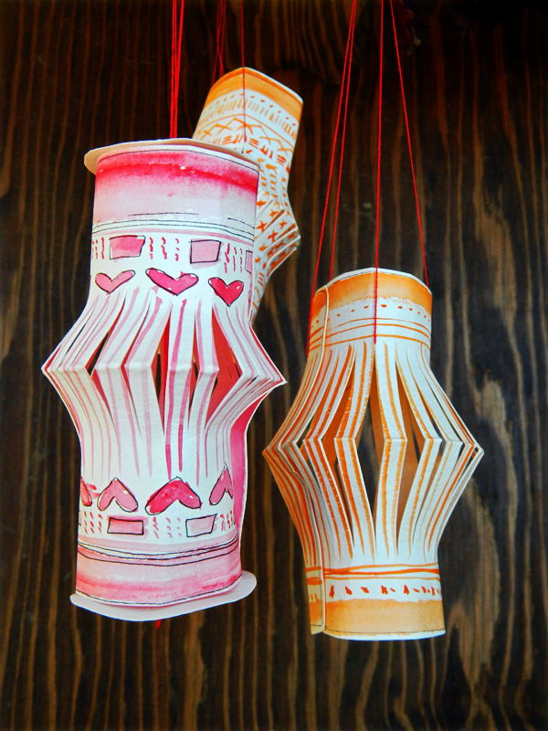 600x800 Diy Watercolor Paper Lantern Holiday Ornament - Watercolor Paper Christmas Ornaments