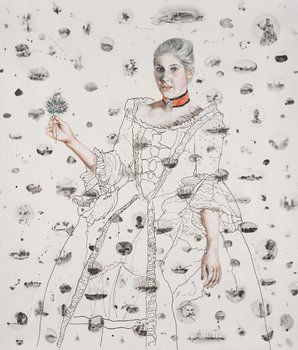 298x350 With A Flower By Francisco Benitez (2017) Work On - Watercolor Paper For Charcoal