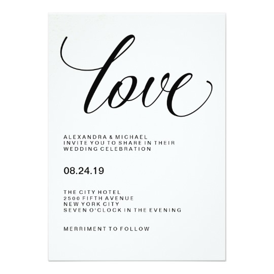 540x540 Love Wedding Typography On Watercolor Paper Invitation - Watercolor Paper Invitations