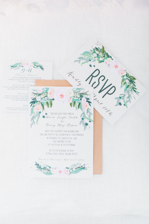 600x900 Rustic + Romantic Arizona Summer Wedding Wedding Invitations - Watercolor Paper Invitations