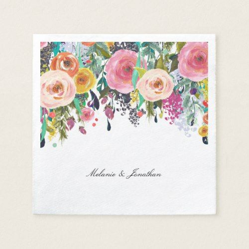 500x500 Romantic Pink Floral Garden Watercolor Paper Napkin Floral - Watercolor Paper Napkins