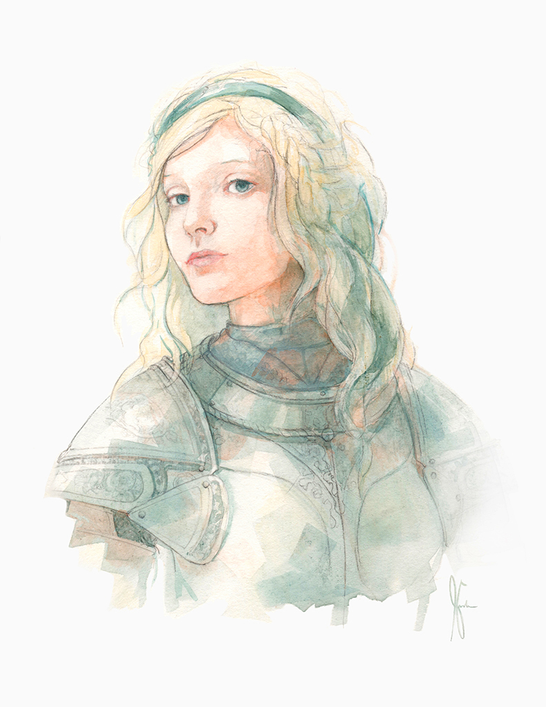 792x1025 Watercolor Girl In Armor Gardner Art And Stuff - Watercolor Paper Scan