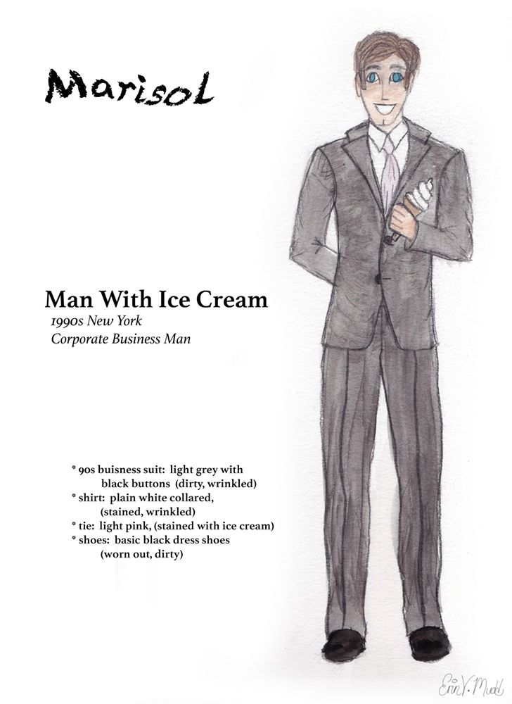 728x1000 Final Rendering Of Man With Ice Cream, Watercolor On Paper - Watercolor Paper Scan