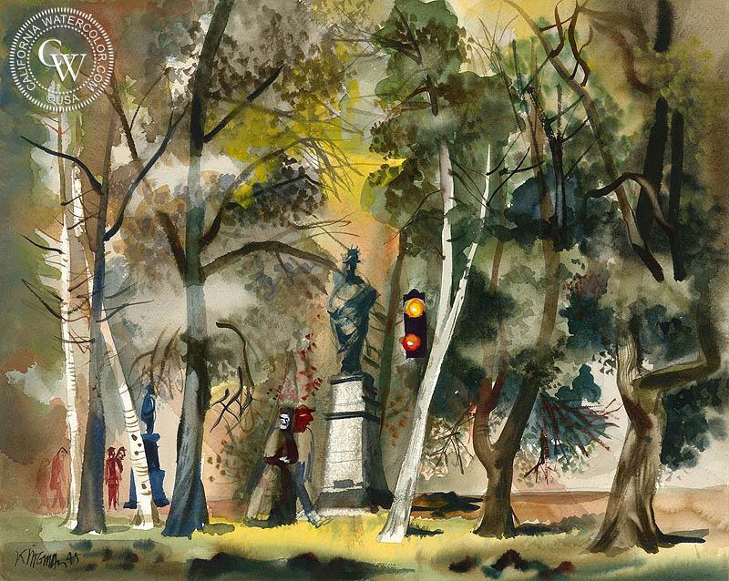 800x638 Park Scene, 1945, A Watercolor Painting By Dong Kingman - Watercolor Park