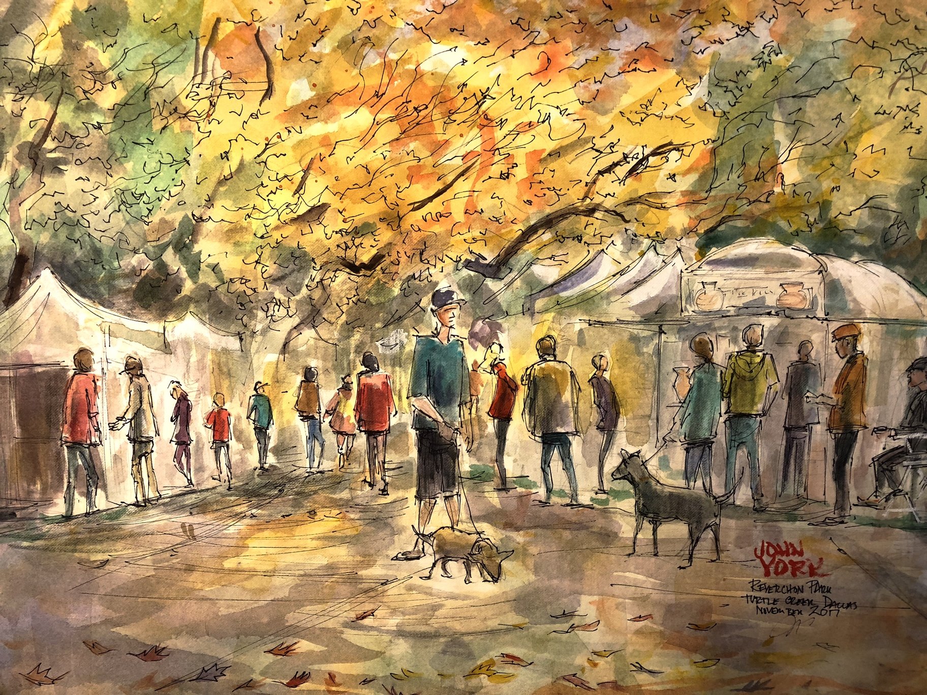 1824x1368 Reverchon Park Turtle Creek Fine Art Festival, Dallas 2017 - Watercolor Park