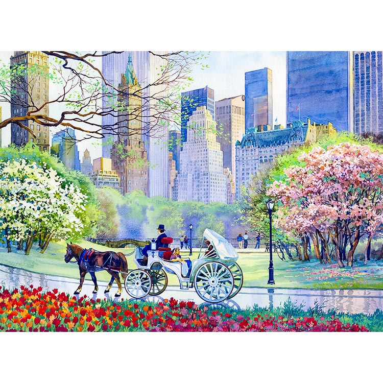 750x750 Spring In Central Park New York Art - Watercolor Park