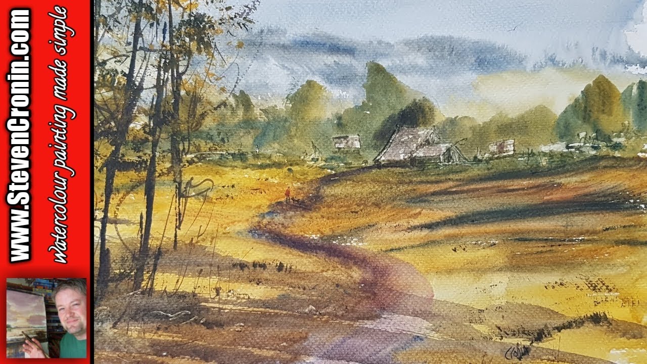 1280x720 Path To Village Watercolour Landscape Tutorial Painting - Watercolor Path