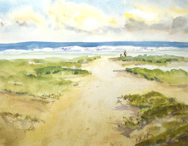 646x500 Path To The Beach - Watercolor Path