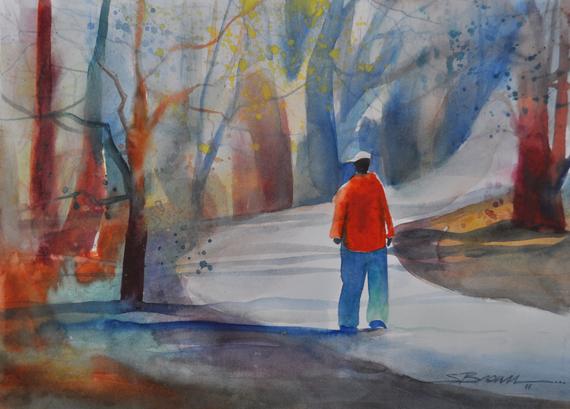 570x409 Walking The Path Watercolor Painting African American Art Etsy - Watercolor Path