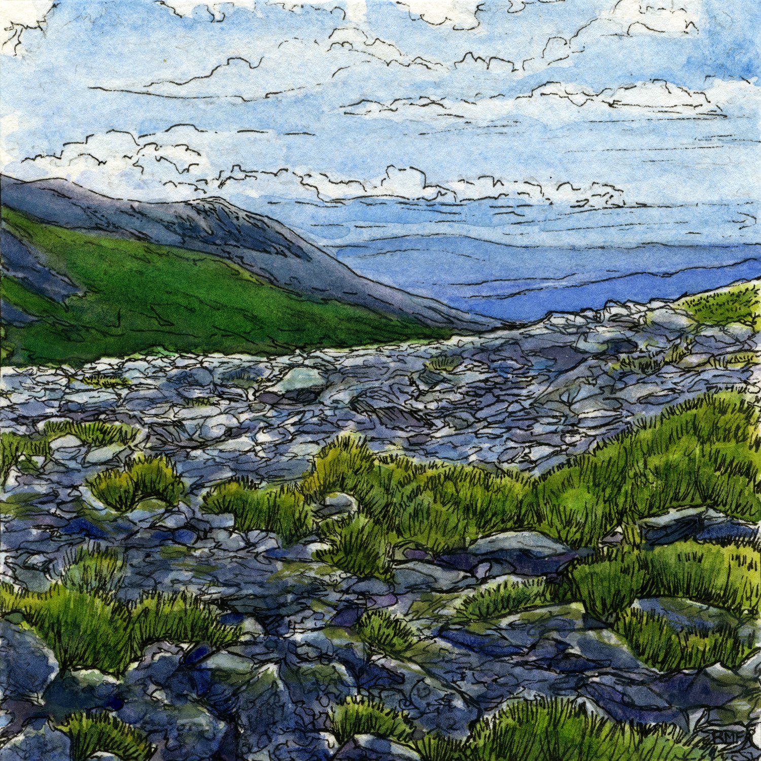 1500x1500 Davis Path View Toward Lion Head, Watercolor And Ink On Paper - Watercolor Path