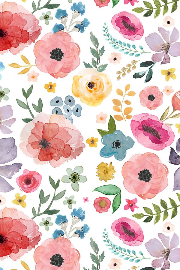 600x900 Floral Fiesta By Shopcabin - Watercolor Pattern Wallpaper
