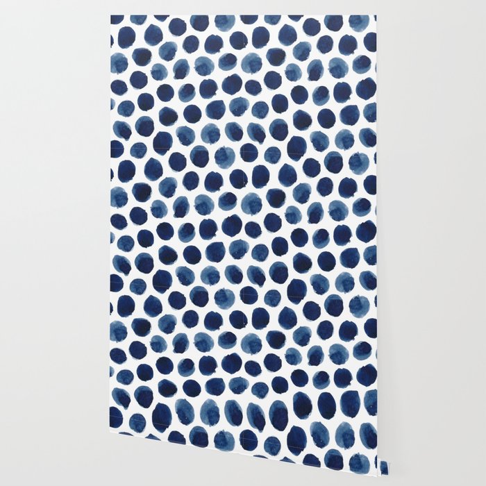 700x700 Large Indigolue Watercolor Polka Dot Pattern Wallpaper By - Watercolor Pattern Wallpaper