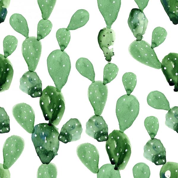 600x600 Cactus Mural Wall Art, Cute Cactus Pattern Wallpaper Print Anewall - Watercolor Pattern Wallpaper