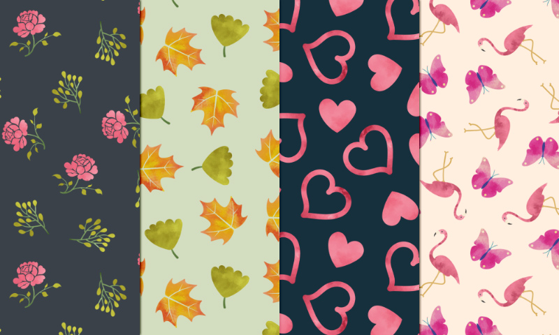 800x480 Freebie Watercolor Seamless Patterns - Watercolor Patterns Free