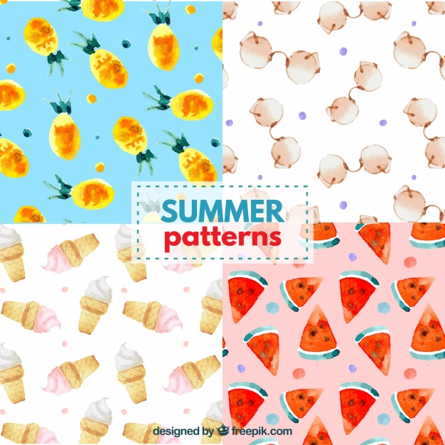 626x626 Watercolor Summer Patterns Vector Free Download - Watercolor Patterns Free