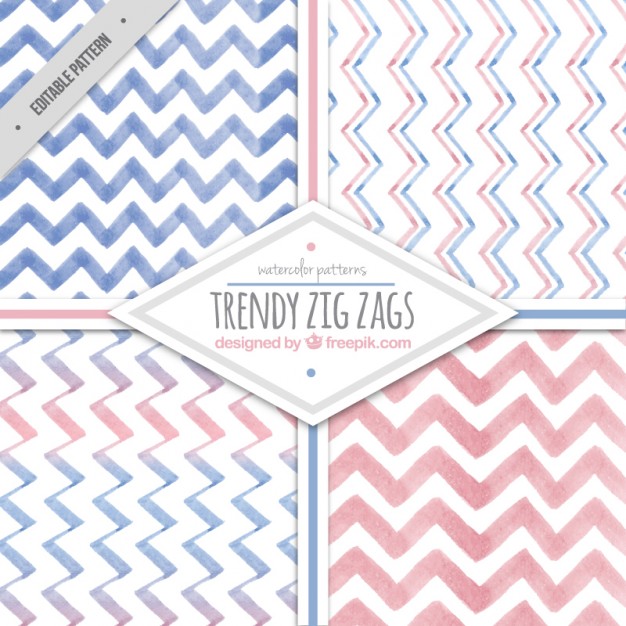 626x626 Watercolor Zig Zags Patterns Vector Free Download - Watercolor Patterns Free