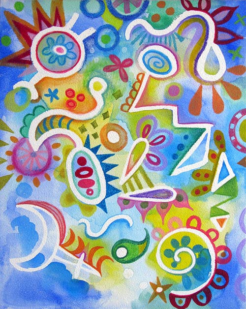 500x628 Watercolor Pencil Art Lesson Colorful Whimsical Abstract Art - Watercolor Patterns To Paint