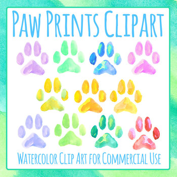 350x350 Handpainted Watercolor Dogs Paw Prints Pets Clip Art For - Watercolor Paw Print