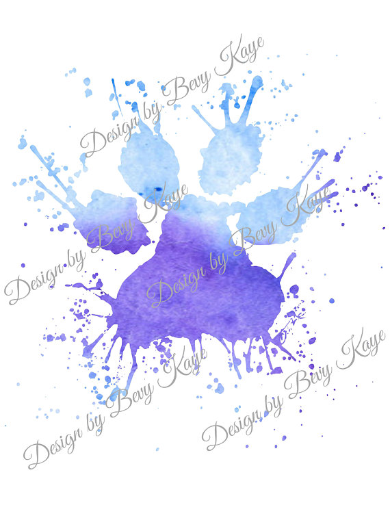 570x738 Instant Download Watercolor Paw Print Design - Watercolor Paw Print