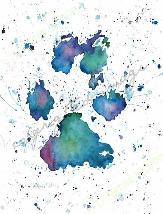 570x748 Watercolor Paw Print Meaningful Gifts Pet Loss Gift Paw Print Etsy - Watercolor Paw Print