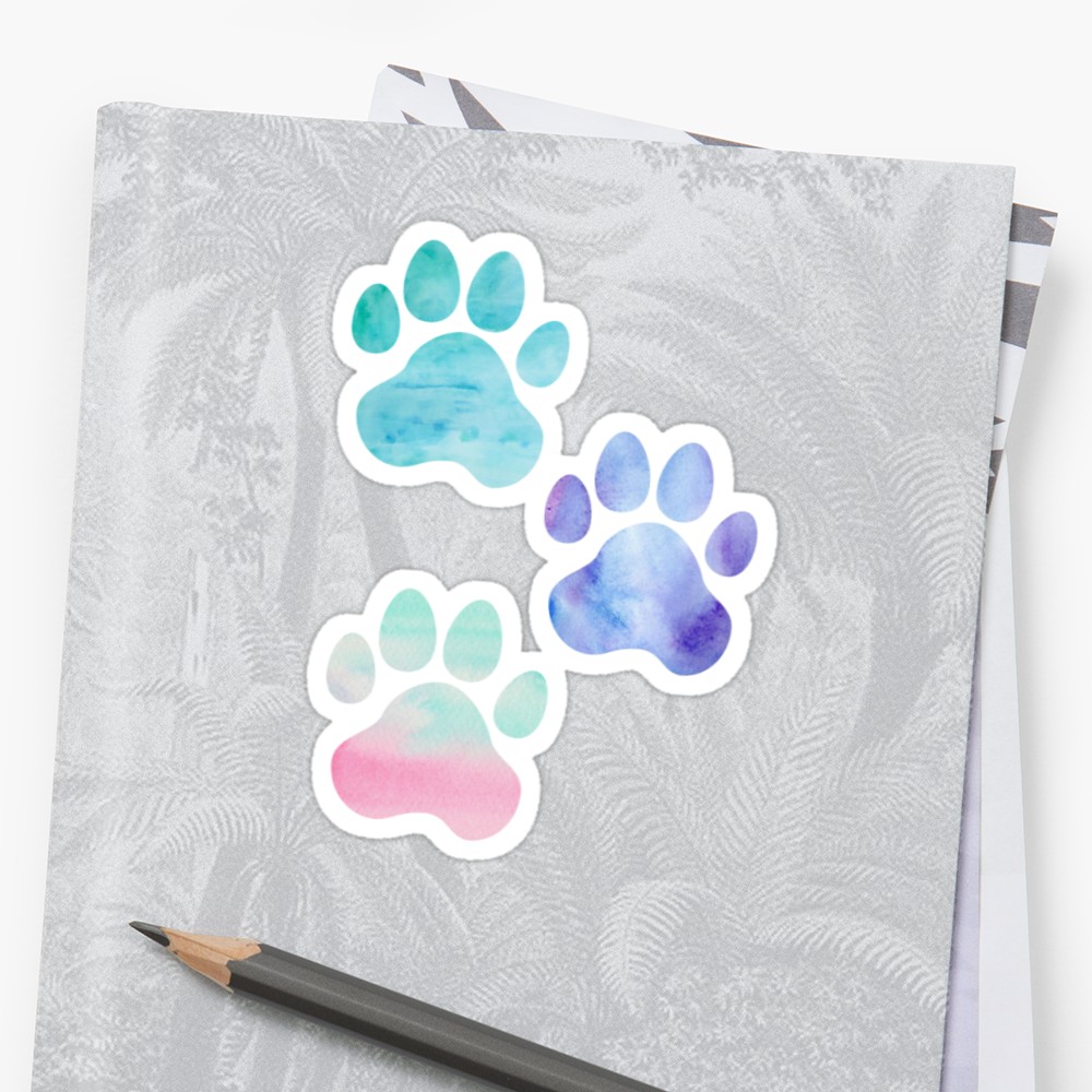 1000x1000 Watercolor Paw Print Trio Stickers By Annmariestowe Redbubble - Watercolor Paw Print