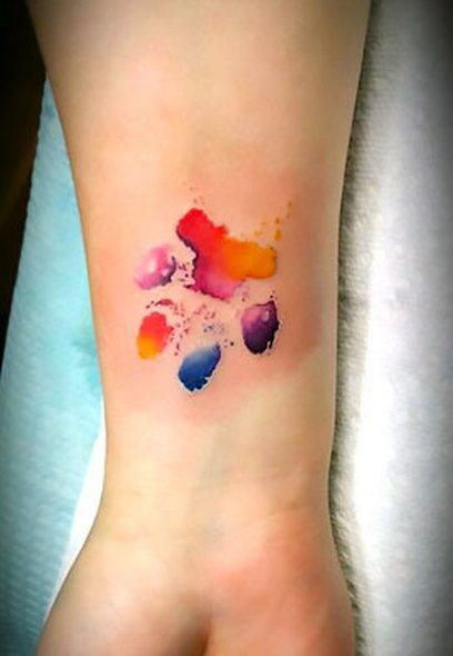 408x590 Watercolor Puppy Paw Print Tattoo Idea Watercolor - Watercolor Paw Print