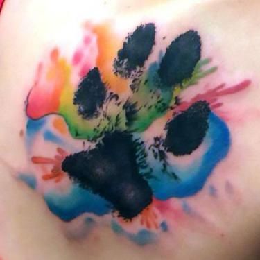 375x375 Watercolor Tattoo - Watercolor Paw Print