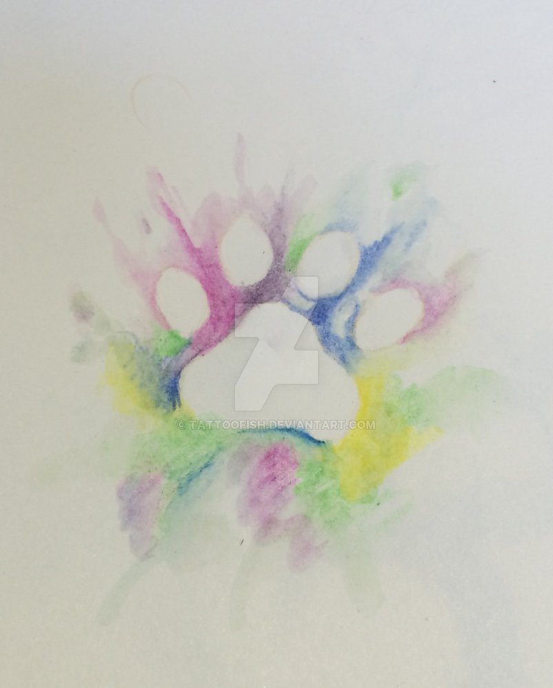 802x997 Watercolour Paw Print By Tattoofish - Watercolor Paw Print