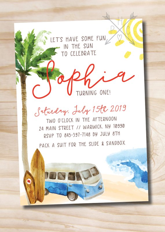 570x798 Beach Party Invitation - Watercolor Pdf