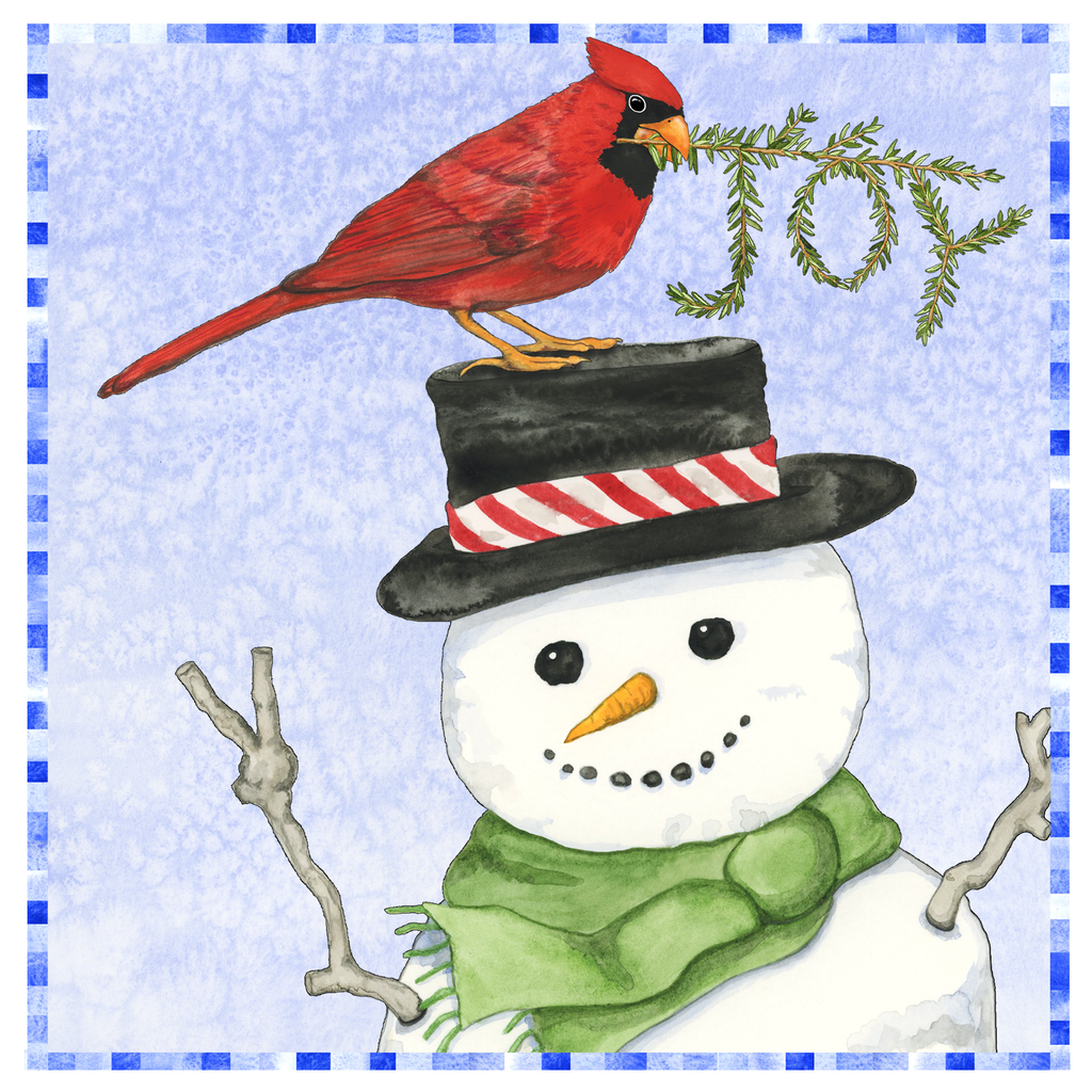 1024x1024 Peace Snowman Watercolor Art Tile Painted Turtle Illustration - Watercolor Peace