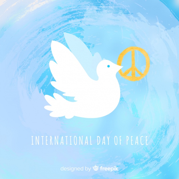 626x626 Watercolor Peace Day Background With White Dove Vector Free Download - Watercolor Peace