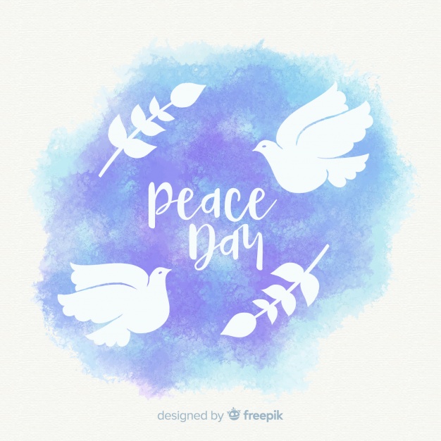 626x626 Watercolor Peace Day Composition With Lovely Dove Vector Free - Watercolor Peace