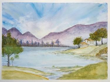 375x281 Misty Morning Peace Watercolor Painting Painting By Yulia Schuster - Watercolor Peace