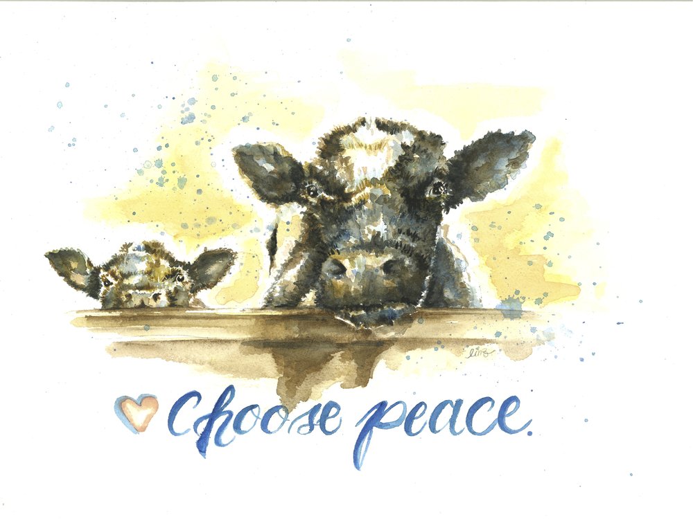 1000x750 Original Choose Peace Watercolor Painting Lindsay Leigh Art - Watercolor Peace
