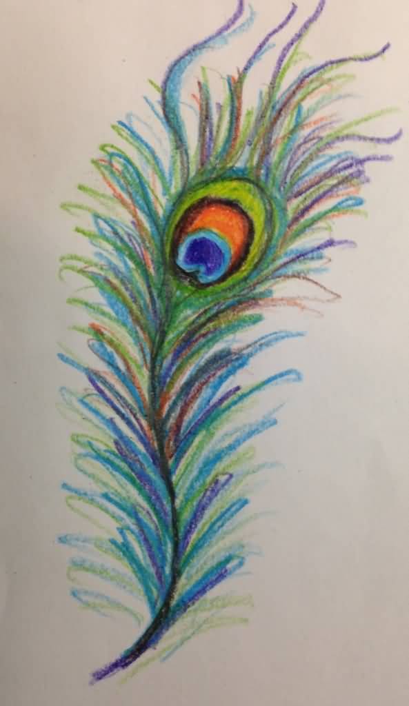 593x1024 Watercolor Peacock Feather Tattoo Design - Watercolor Peacock Feather