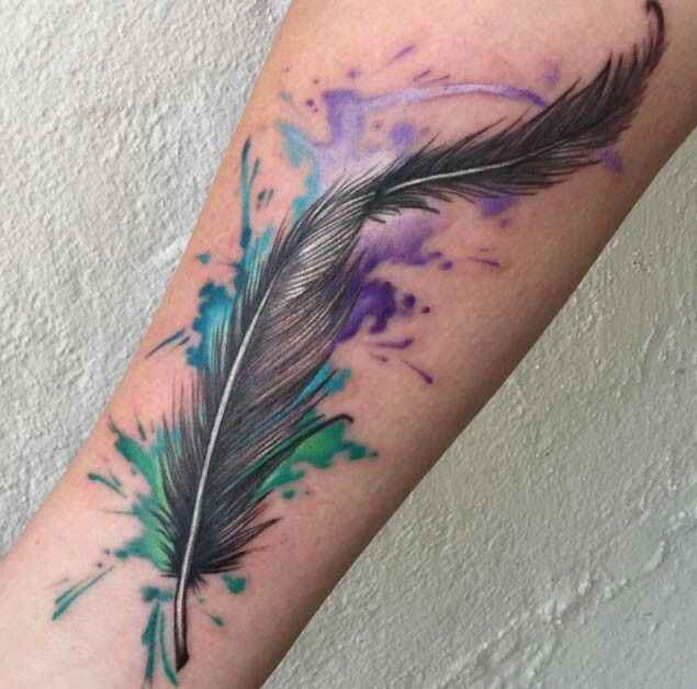 635x628 Pin By Michael Jehring On Tattoos Tattoo, Feather - Watercolor Peacock Feather Tattoo