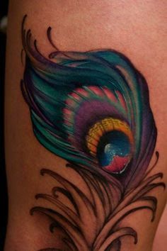 Watercolor Peacock Feather Tattoo at PaintingValley.com | Explore ...