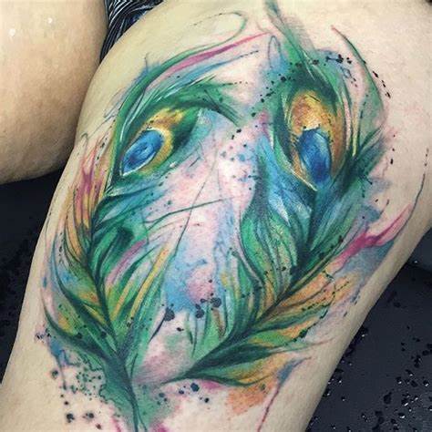474x474 Watercolor Tattoo Peacock Feather. My New Tattoo - Watercolor Peacock Feather Tattoo