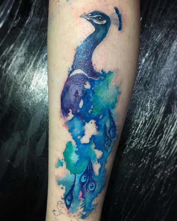 600x749 Classy Watercolor Peacock Tattoo Tattoo Watercolor - Watercolor Peacock Tattoo