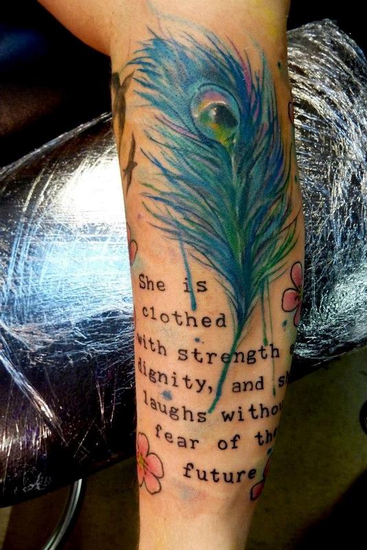 534x800 Mully Tattoo Tattoos Color Watercolor Peacock Feather - Watercolor Peacock Tattoo