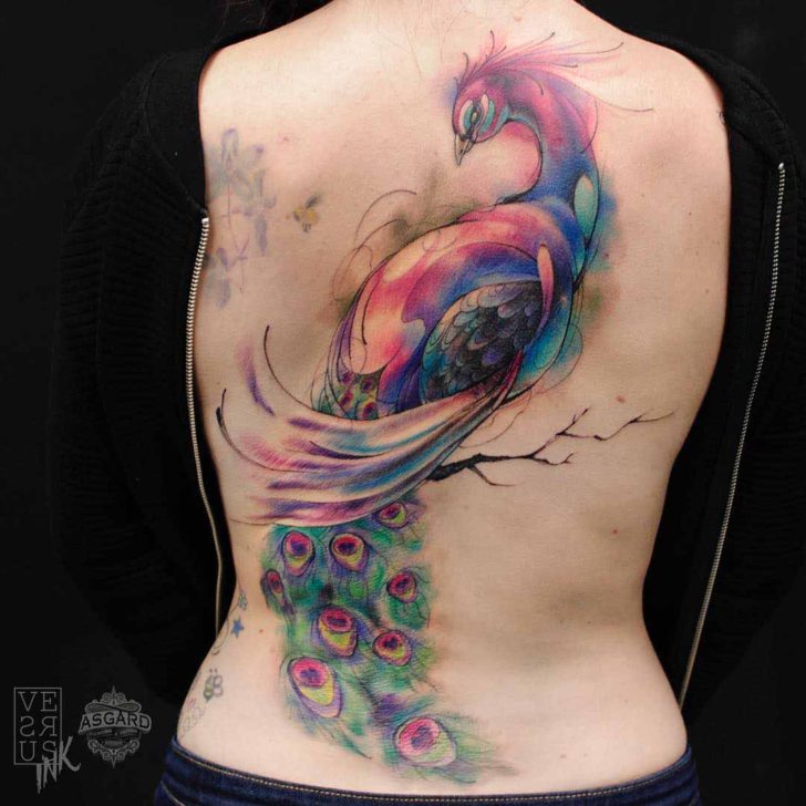 728x728 Watercolor Peacock Tattoo Best Tattoo Ideas Gallery - Watercolor Peacock Tattoo