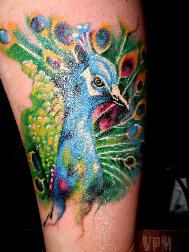 774x1032 Watercolor Peacock Tattoo By Vampireplaymate - Watercolor Peacock Tattoo