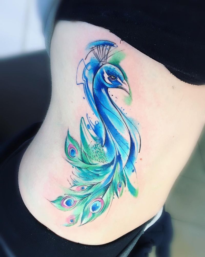 800x1000 Watercolor Peacock Tattoo - Watercolor Peacock Tattoo